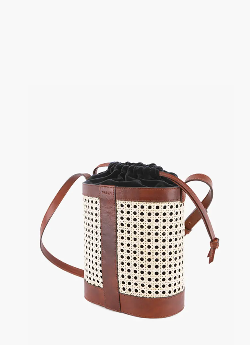 Pablo basket - STUDIO SARTA - Sac en cuir et rotin naturel artisanal