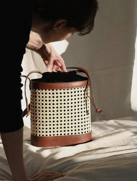 Pablo basket - STUDIO SARTA - Sac en cuir et rotin naturel artisanal – Image 8