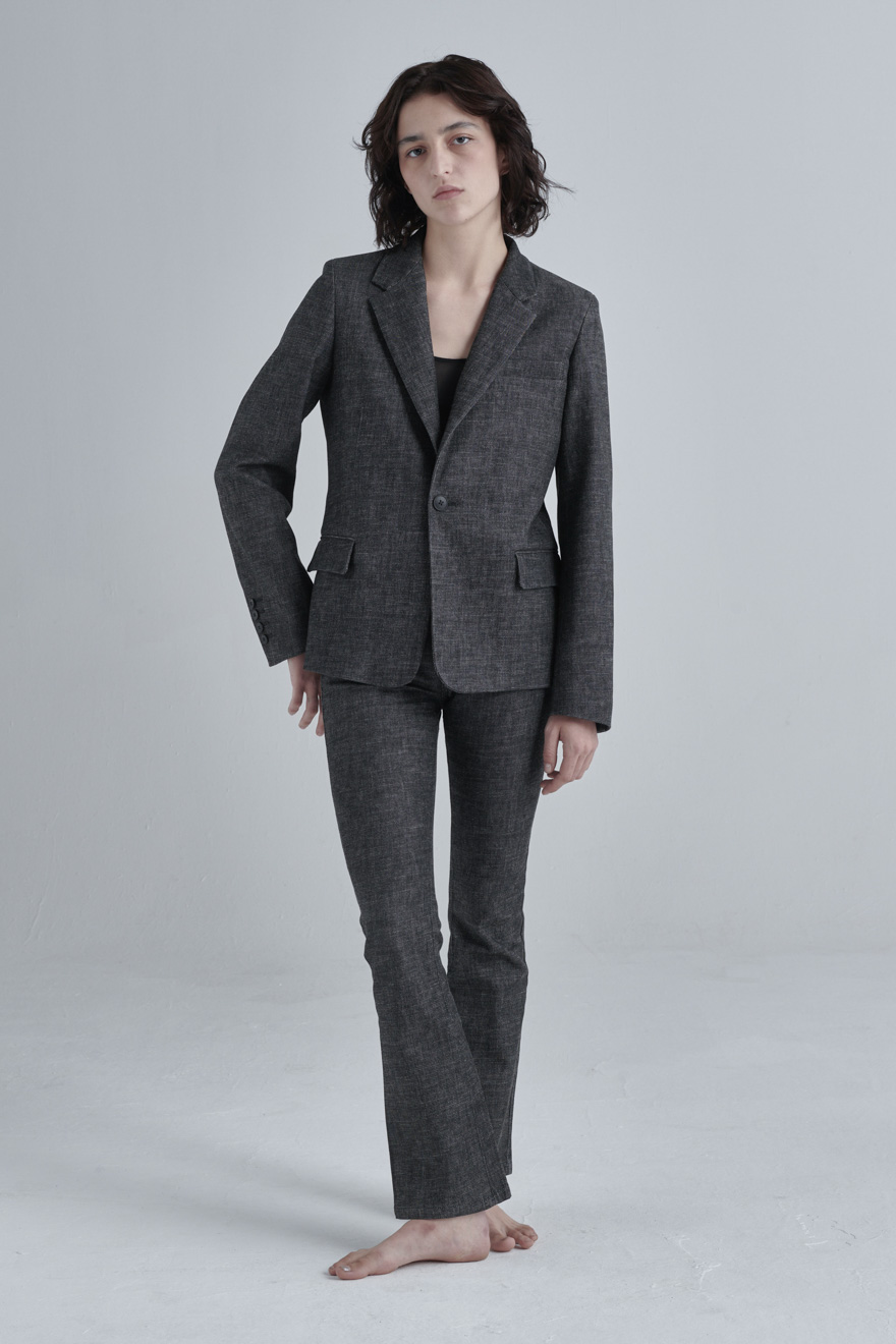 COREVA DESIGN - Veste en jeans stretch biodégradable noir délavé - modèle GUITAR