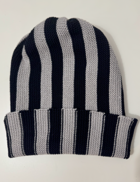 SARTORIA VICO - Bonnet côtelé rayé en laine mérinos extra-fine modèle Sbirulino – Image 2
