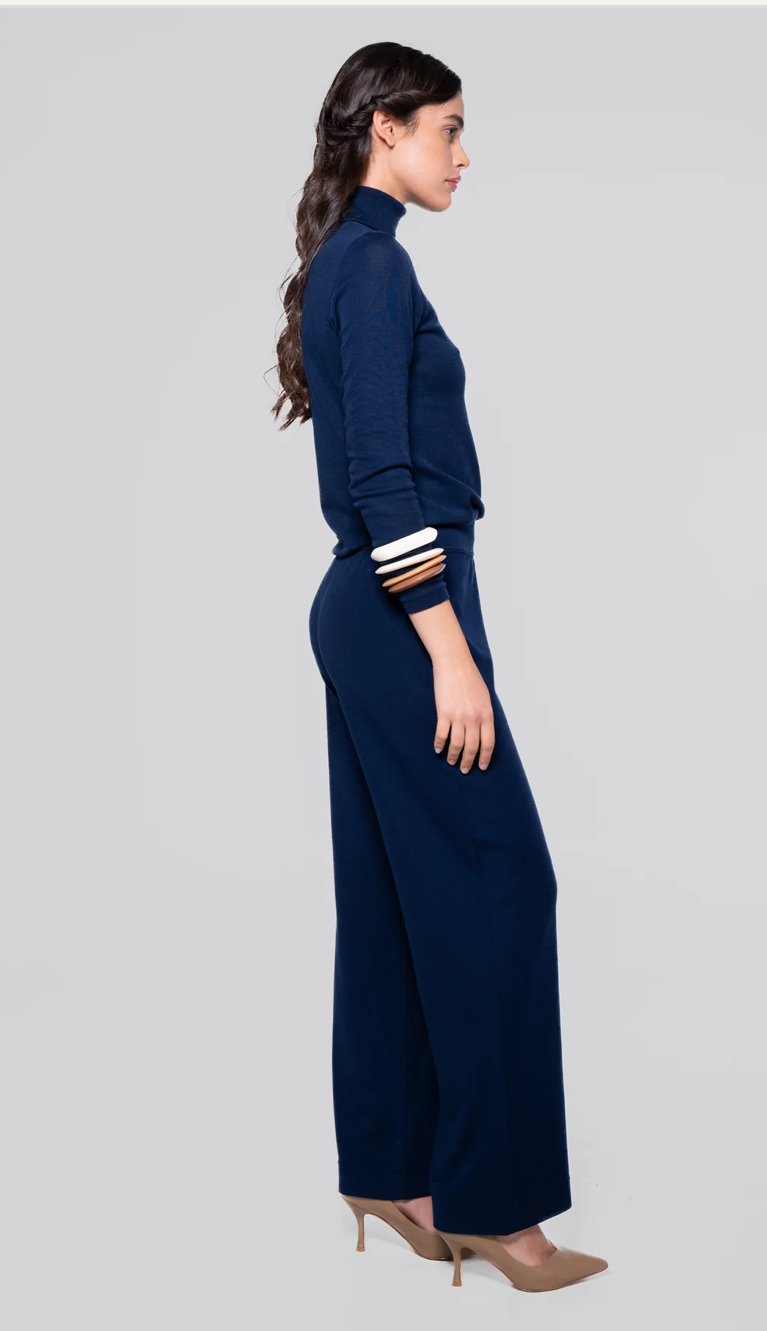 OSCALITO - Pantalon droit en maille laine et soie, taille élastique – Image 3