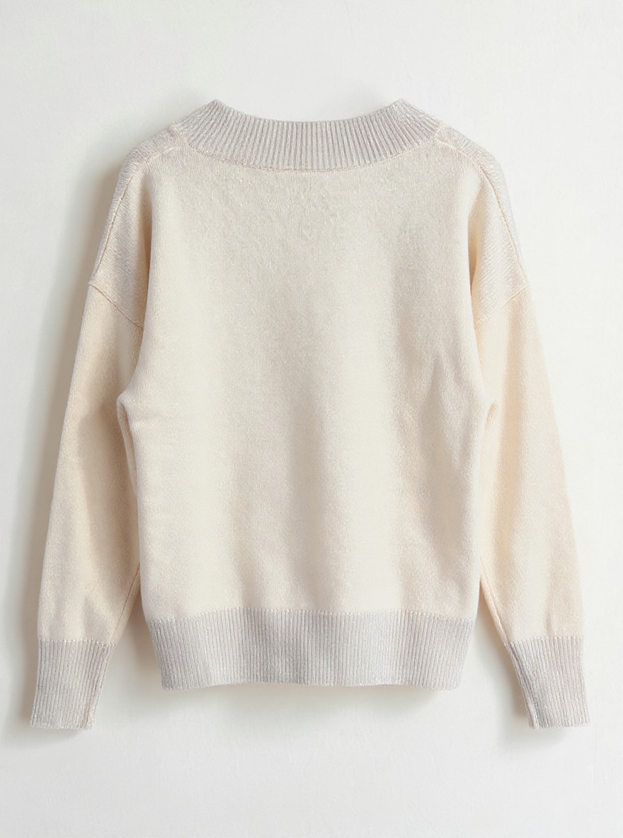 NATYOURAL - Pull col V en laine cardée & lurex – Image 2