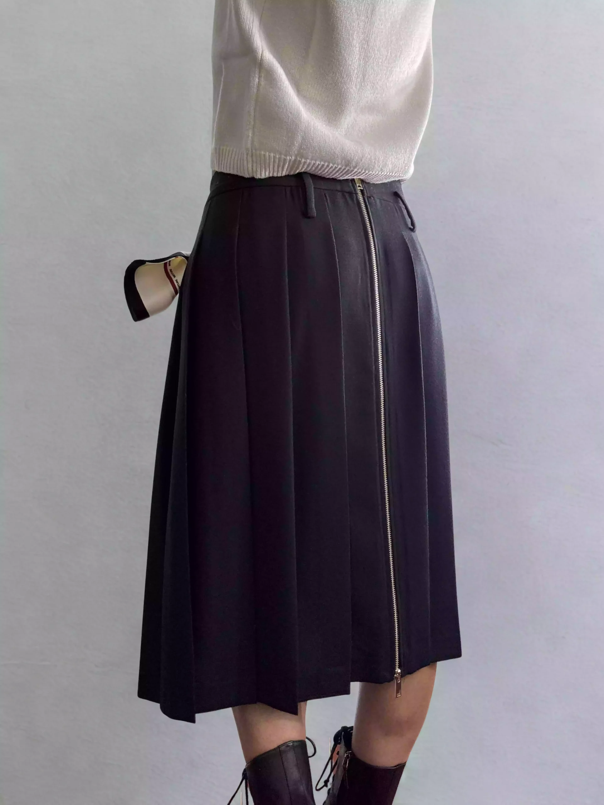 SEMICOUTURE - Jupe plissée en flanelle – Image 4