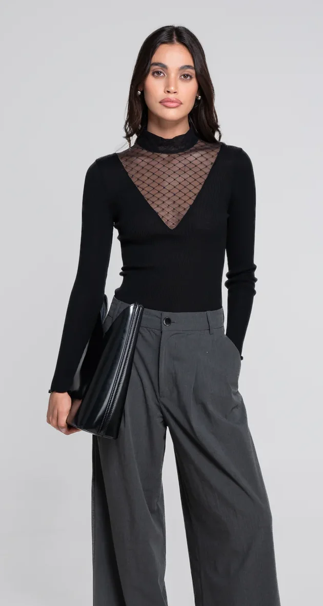 OSCALITO - Haut manches longues en laine Merinos & soie