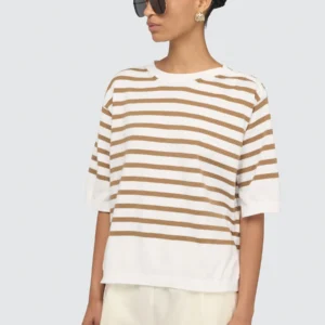 SEMICOUTURE Maille marinière en coton côtélé
