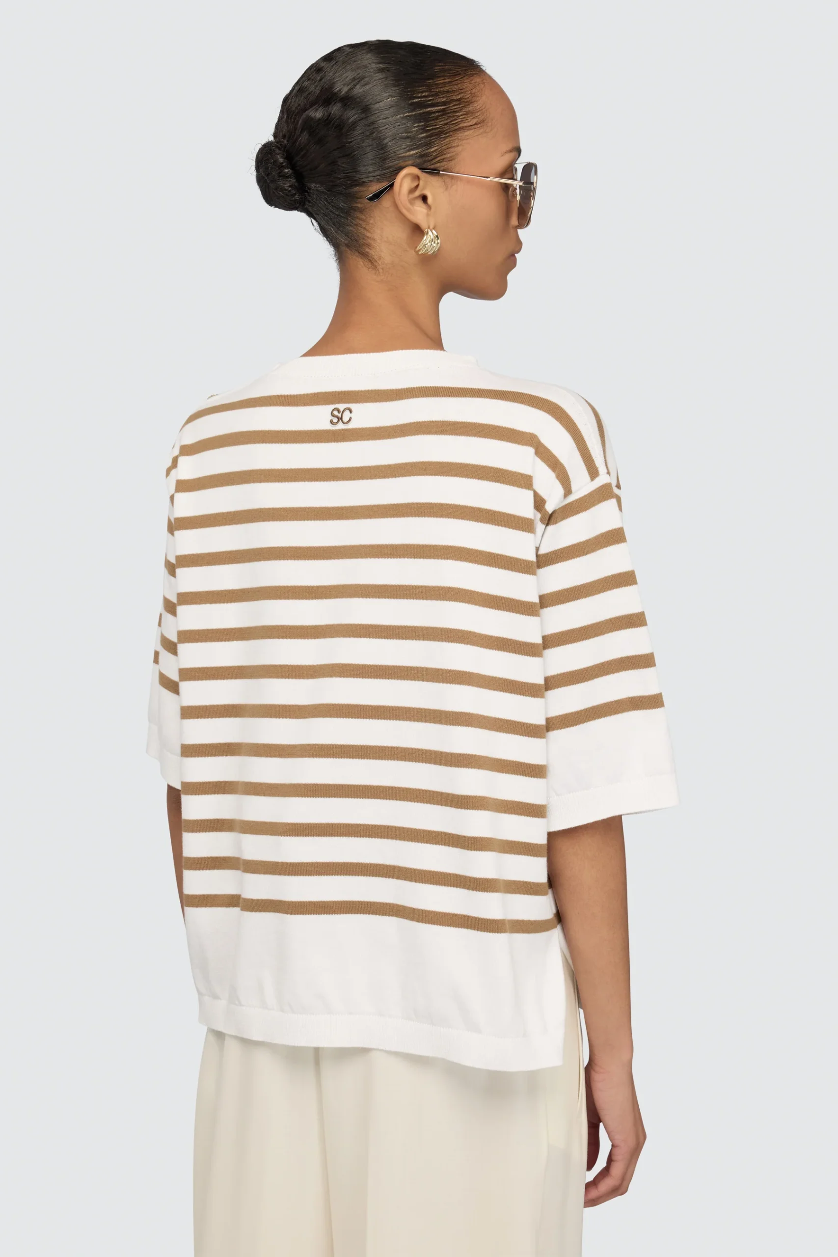 SEMICOUTURE Maille marinière en coton côtélé – Image 4