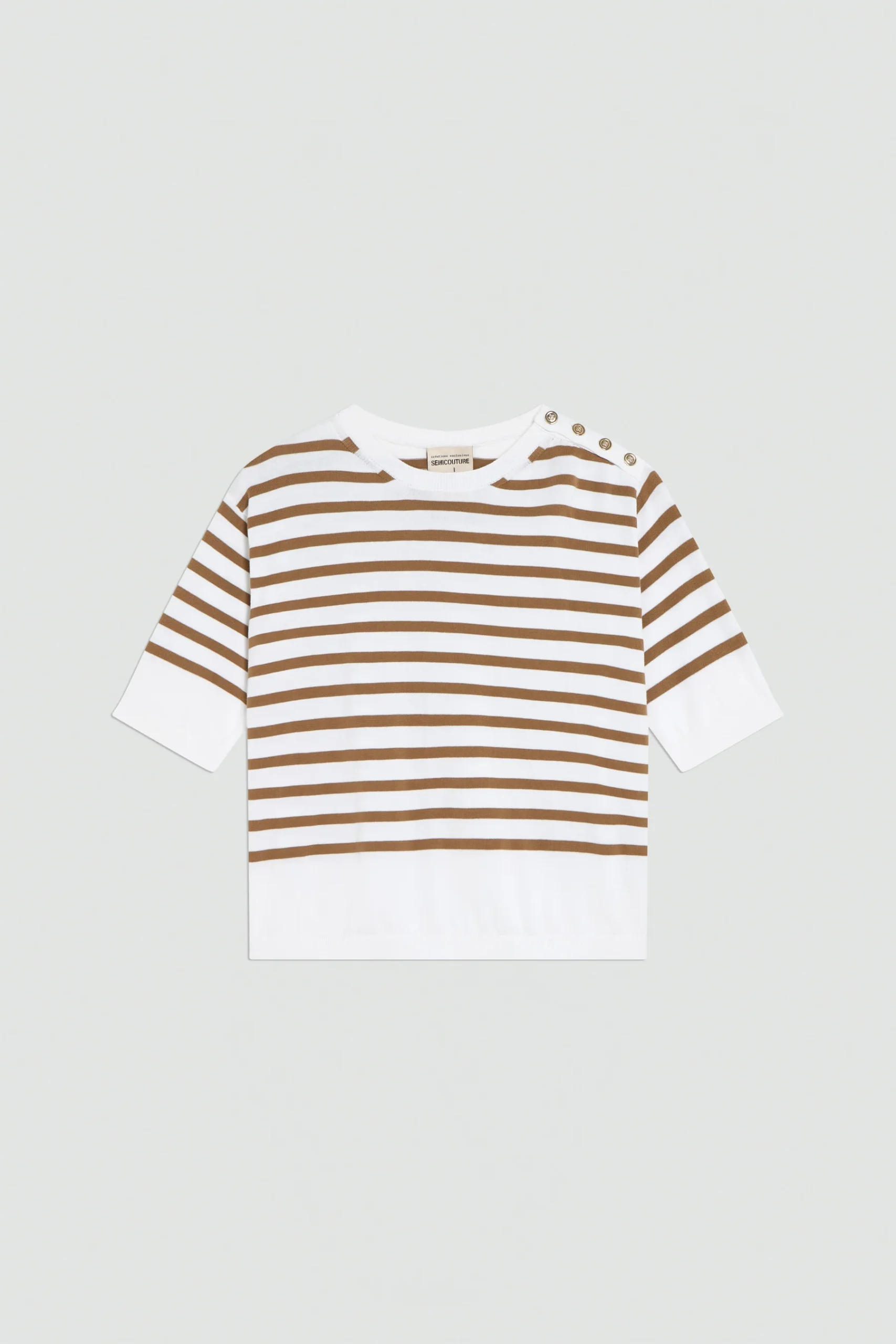 SEMICOUTURE Maille marinière en coton côtélé – Image 5
