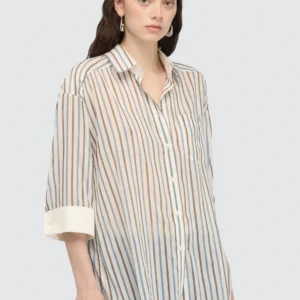 SEMICOUTURE Chemise Gracia manches 3/4 en mousseline de coton et soie