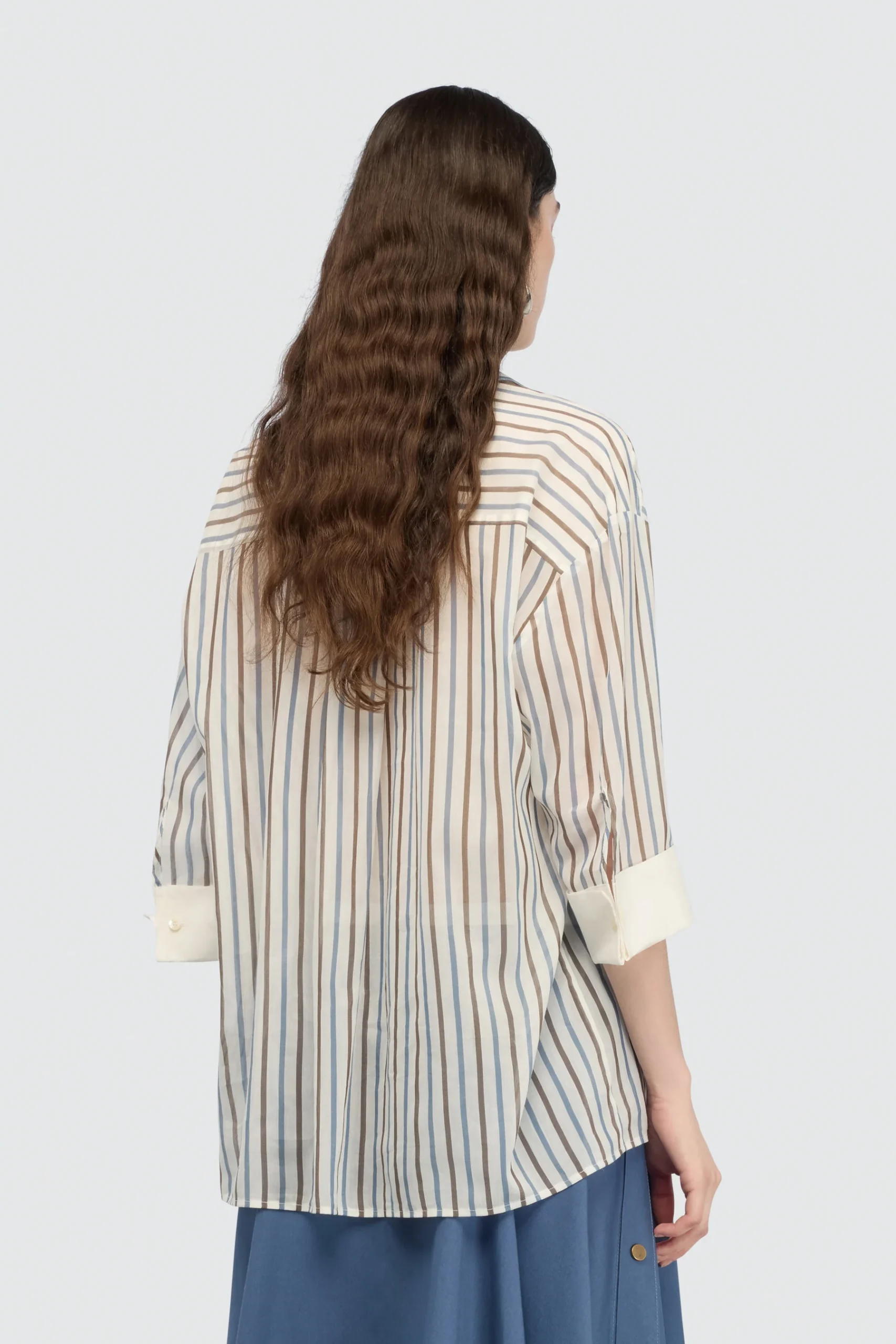 SEMICOUTURE Chemise Gracia manches 3/4 en mousseline de coton et soie – Image 4