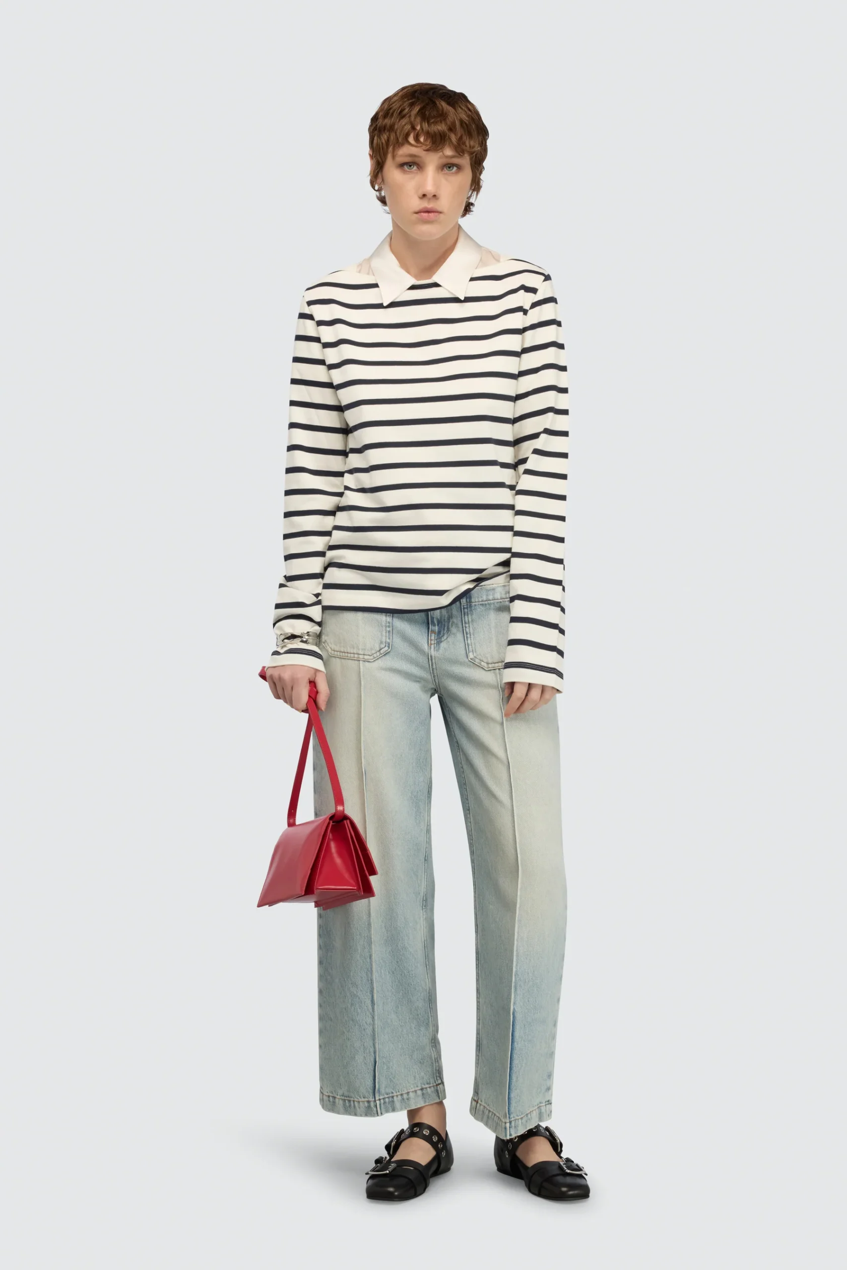 SEMICOUTURE - Jeans Lola femme 100% coton avec poches plaquées effet bleach – Image 2