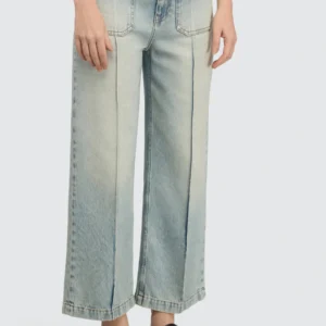 SEMICOUTURE - Jeans Lola femme 100% coton avec poches plaquées effet bleach