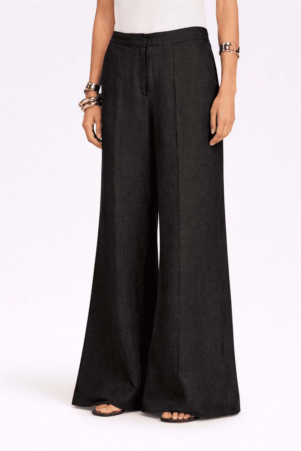 SEMICOUTURE - Pantalon palazzo 100% lin – Image 5