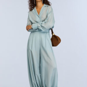 SEMICOUTURE - Pantalon large en mousseline de coton et soie