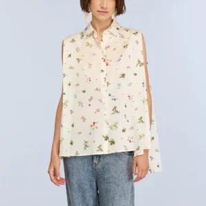 SEMICOUTURE - Chemise sans manches en coton imprimé
