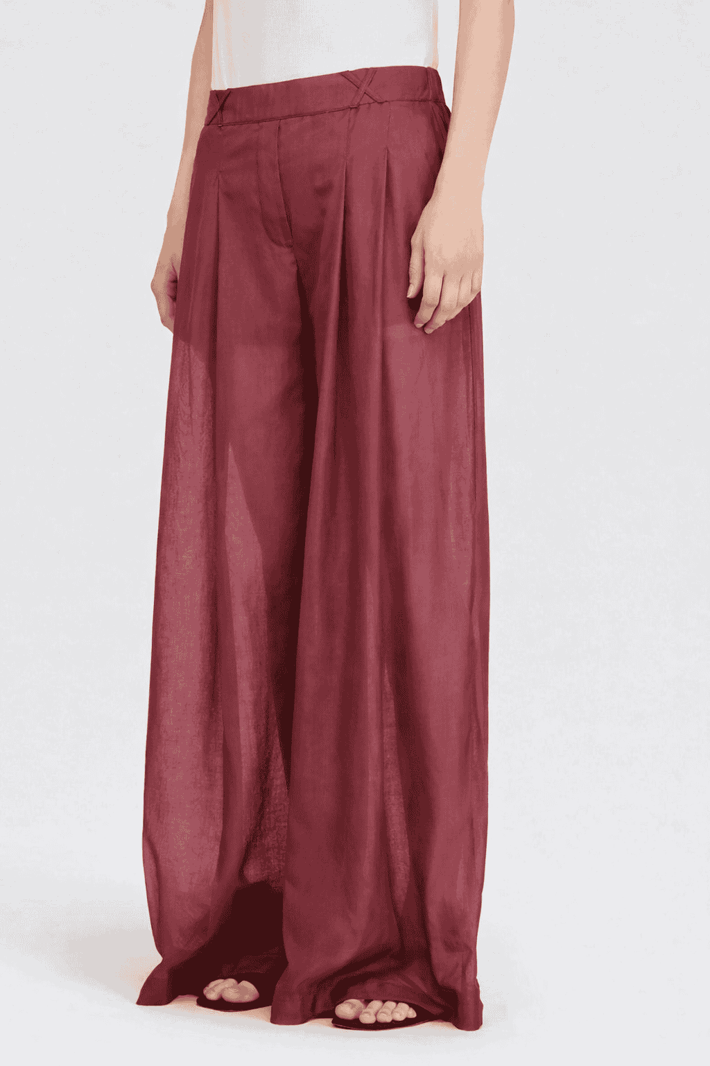 SEMICOUTURE - Pantalon palazzo en mousseline de coton et soie – Image 5