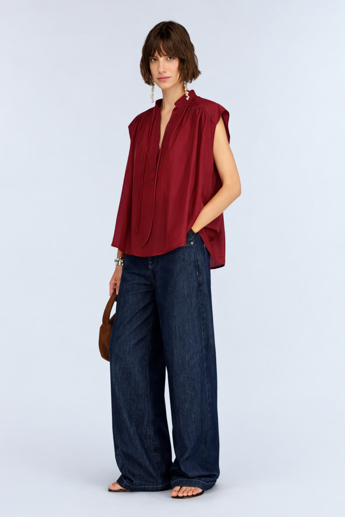 SEMICOUTURE - Blouse en mousseline de coton et soie – Image 4