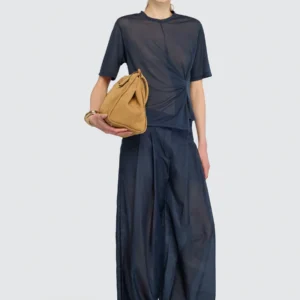 SEMICOUTURE - Pantalon palazzo en mousseline de coton et soie