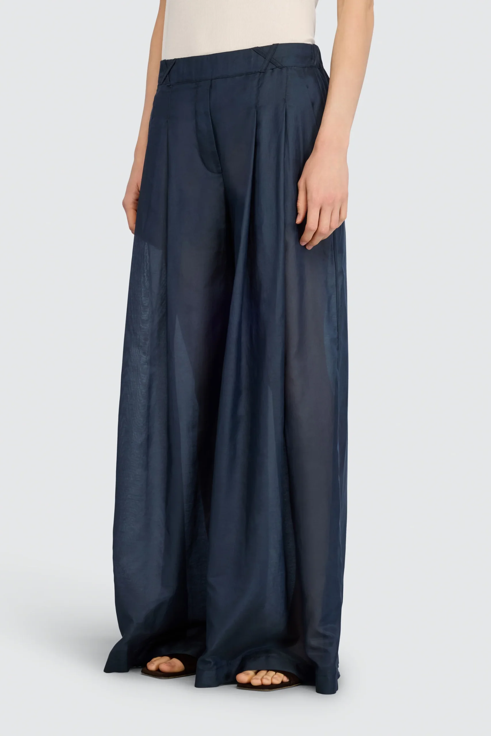 SEMICOUTURE - Pantalon palazzo en mousseline de coton et soie – Image 2