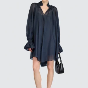 SEMICOUTURE - Mini robe en mousseline de coton et soie
