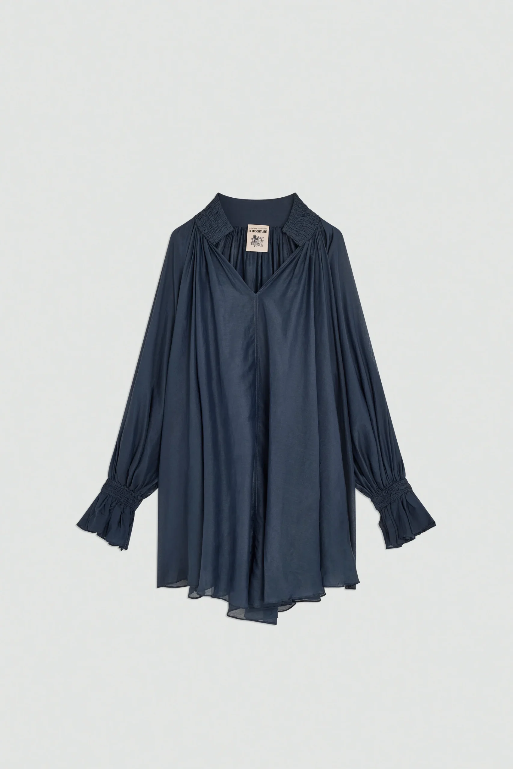 SEMICOUTURE - Mini robe en mousseline de coton et soie – Image 4
