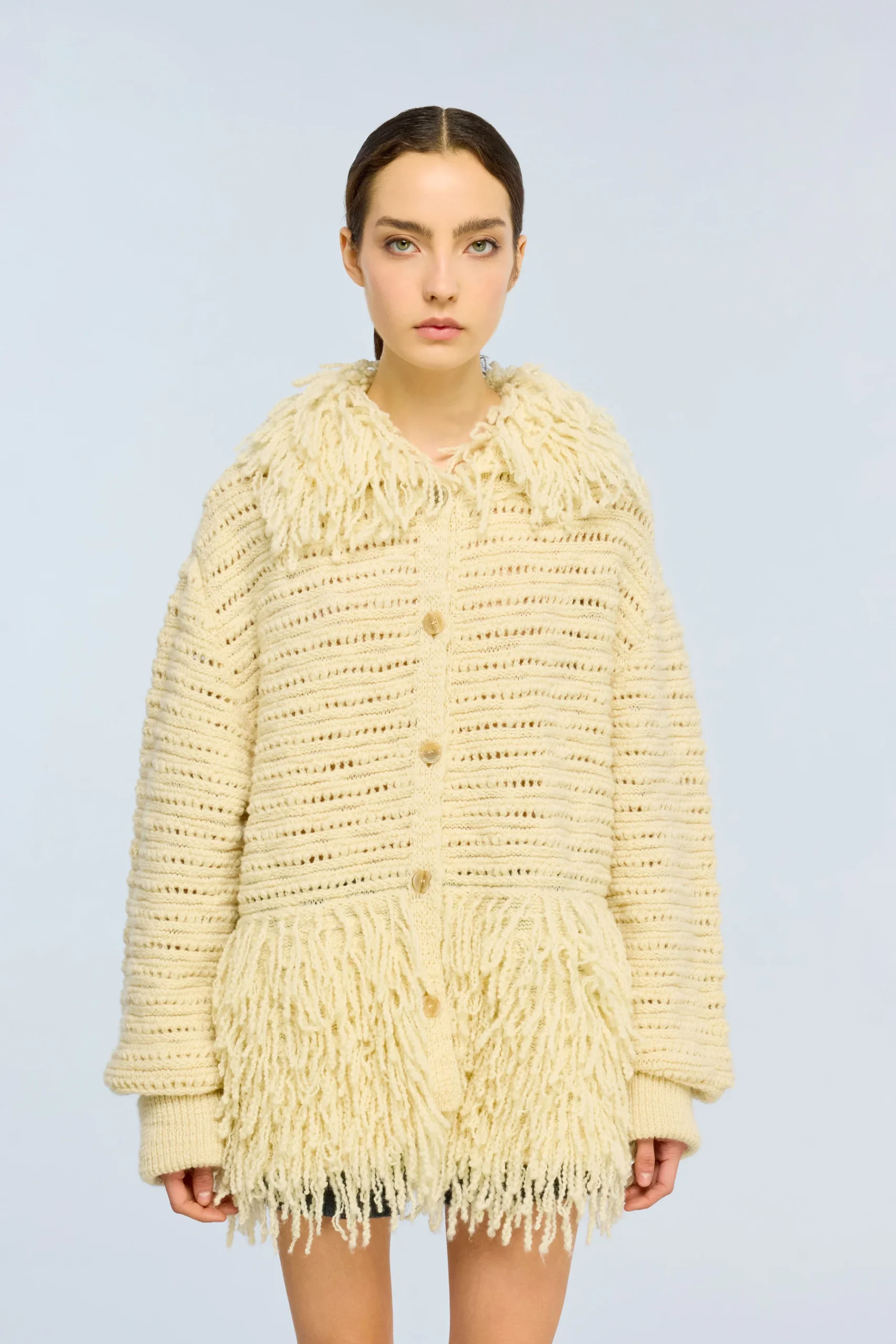 NOUVELLE COLLECTION - Semicouture - Veste à franges en laine vierge – Image 4