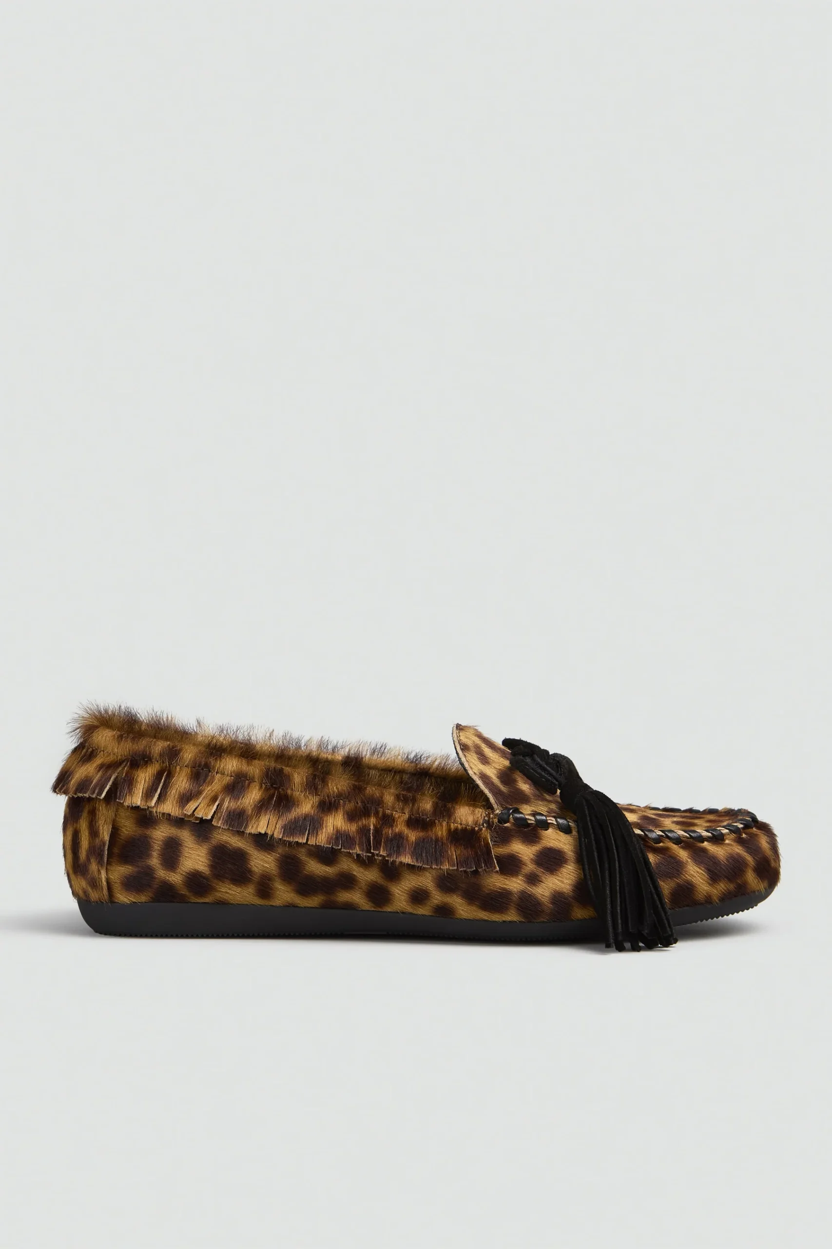 Semicouture - Liz, Mocassins en suede avec franges imprimé léopard – Image 2